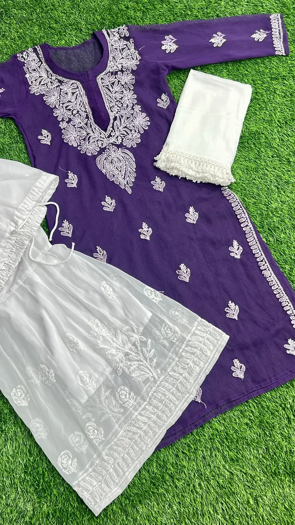 Kurti_Gharara_Sets_Purple_Pure_Georgette