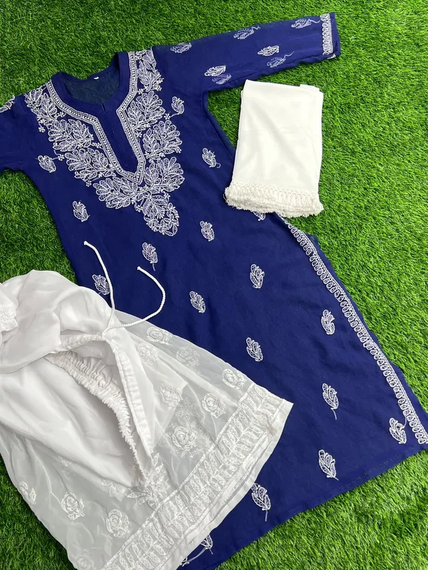 Kurti_Gharara_Sets_Navy_Pure_Georgette
