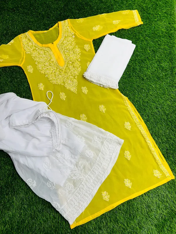 Kurti_Gharara_Sets_Yellow_Pure_Georgette