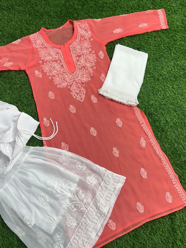 Kurti_Gharara_Sets_Peach_Pure_Georgette