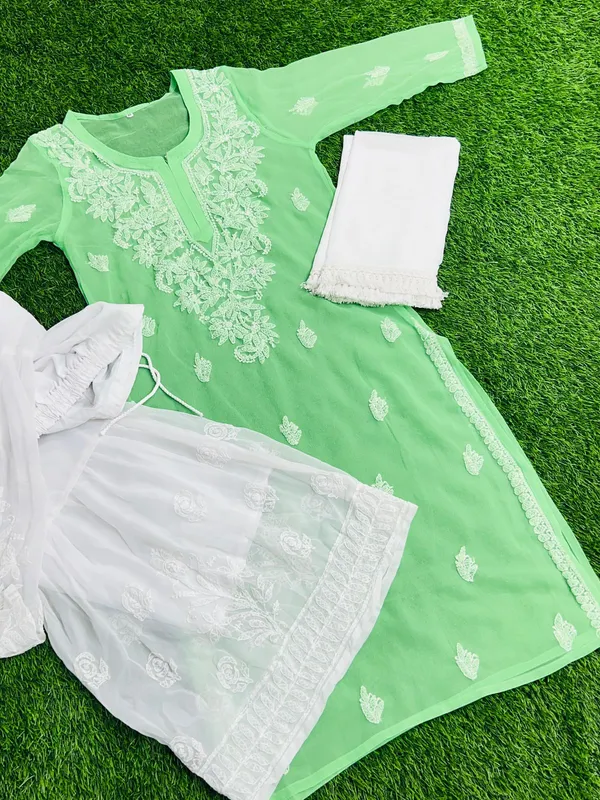 Kurti_Gharara_Sets_Mint_Green_Pure_Georgette