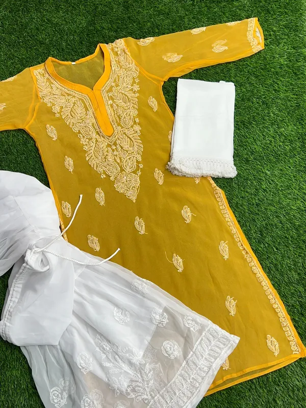 Kurti_Gharara_Sets_Mango_Yellow_Pure_Georgette