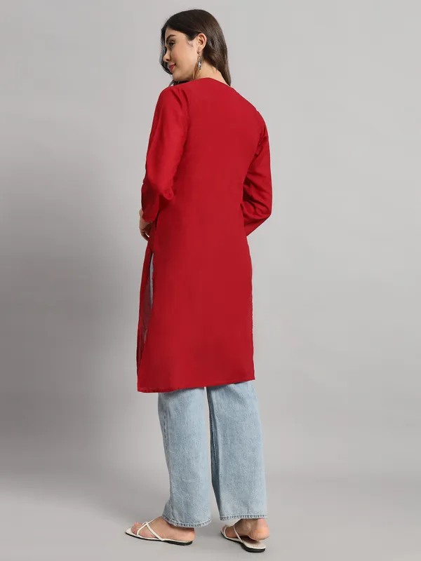 Kurti_For_Womens_Maroon_Straight_Kurti