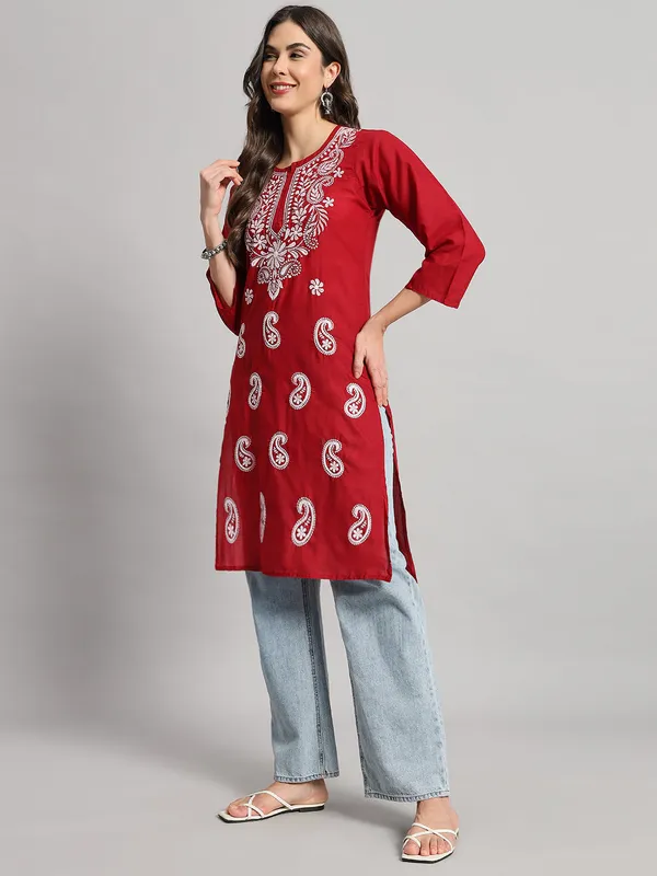 Kurti_For_Womens_Maroon_Straight_Kurti