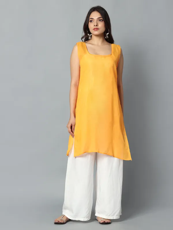 Yellow_Georgette_Kurti_For_Women