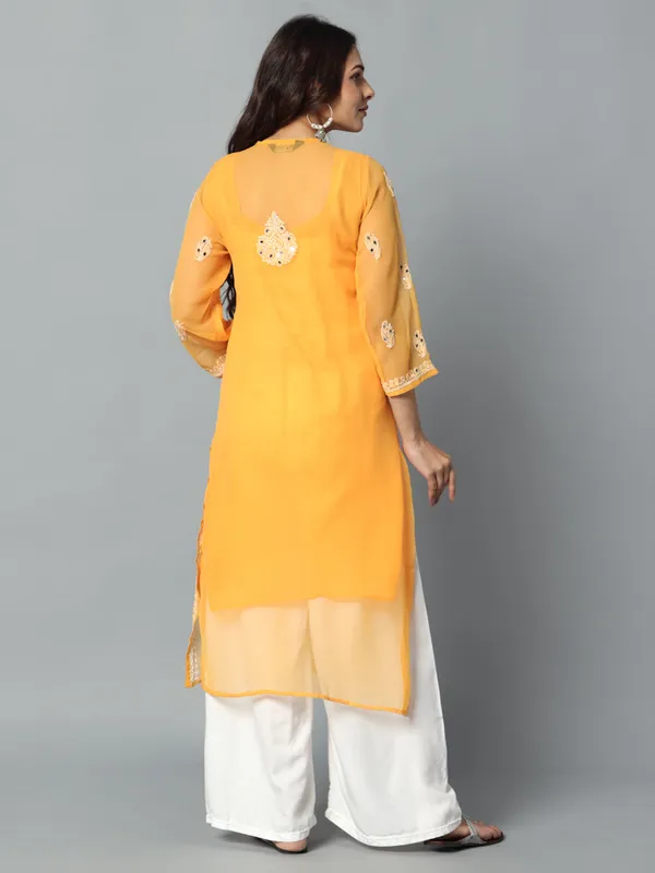 Yellow_Georgette_Kurti_For_Women