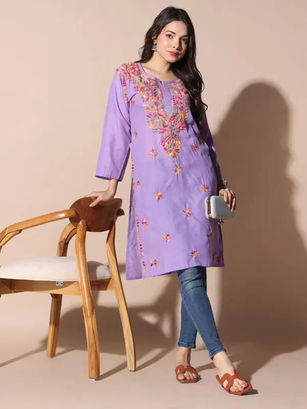Chikankari_Cotton_Kurti_Female_Cotton
