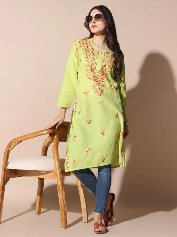 Chikankari_Cotton_Kurti_Female_Cotton