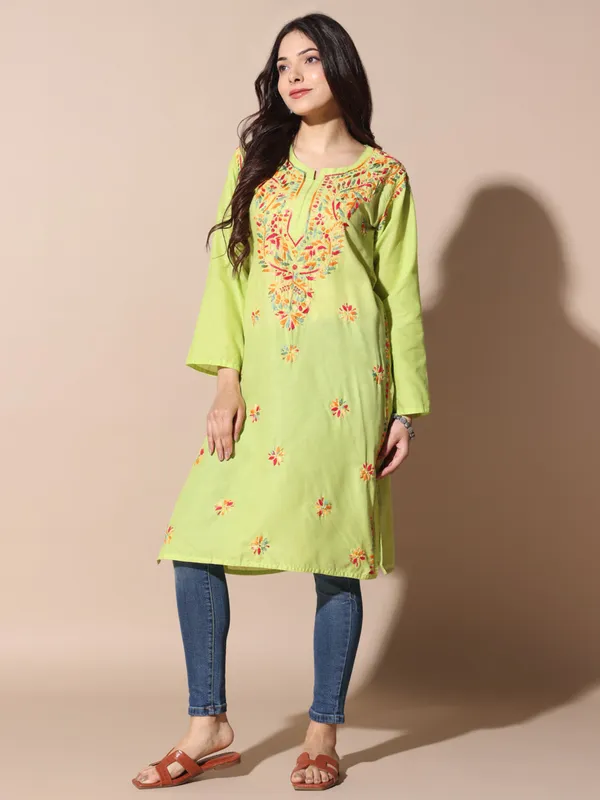 Chikankari_Cotton_Kurti_Female_Cotton