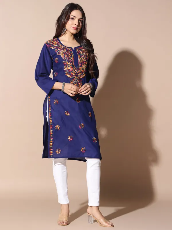 Chikankari_Cotton_Kurti_Female_Cotton