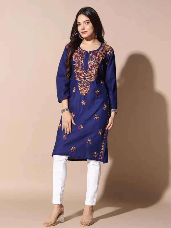 Chikankari_Cotton_Kurti_Female_Cotton