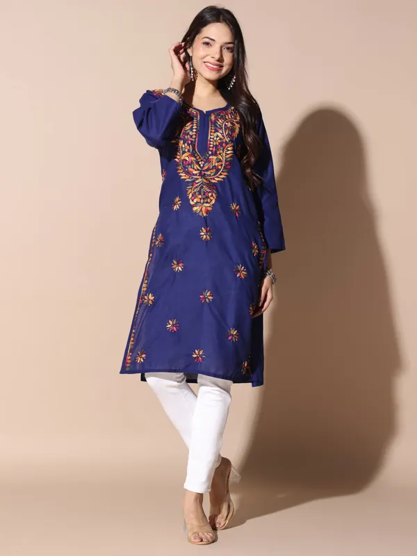 Chikankari_Cotton_Kurti_Female_Cotton