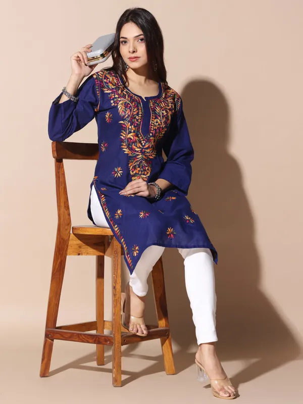 Chikankari_Cotton_Kurti_Female_Cotton
