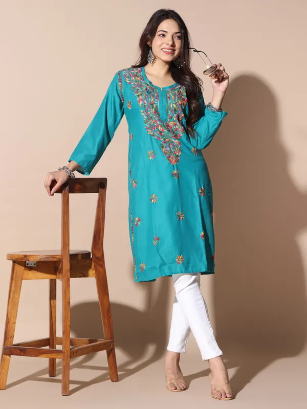 Chikankari_Cotton_Kurti_Female_Cotton