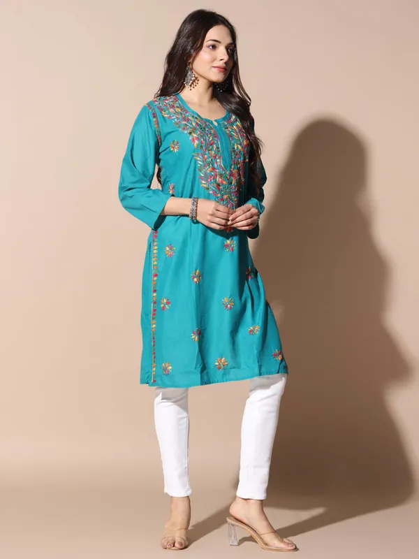 Chikankari_Cotton_Kurti_Female_Cotton
