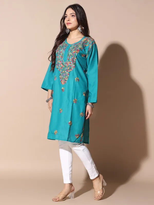 Chikankari_Cotton_Kurti_Female_Cotton