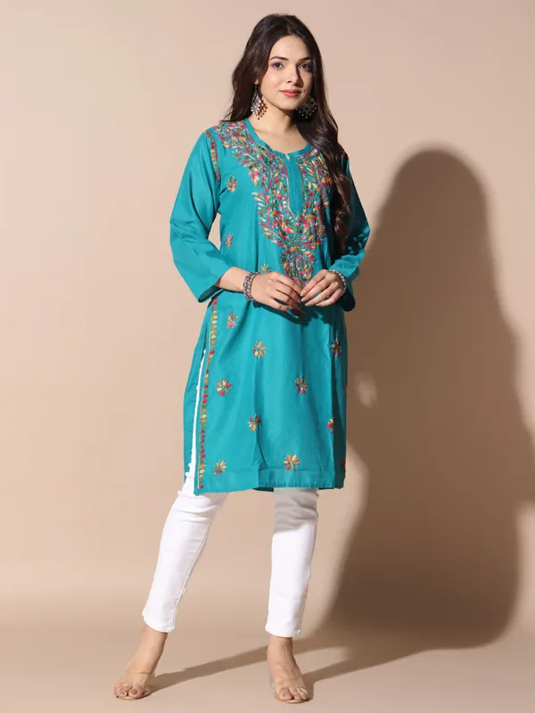 Chikankari_Cotton_Kurti_Female_Cotton