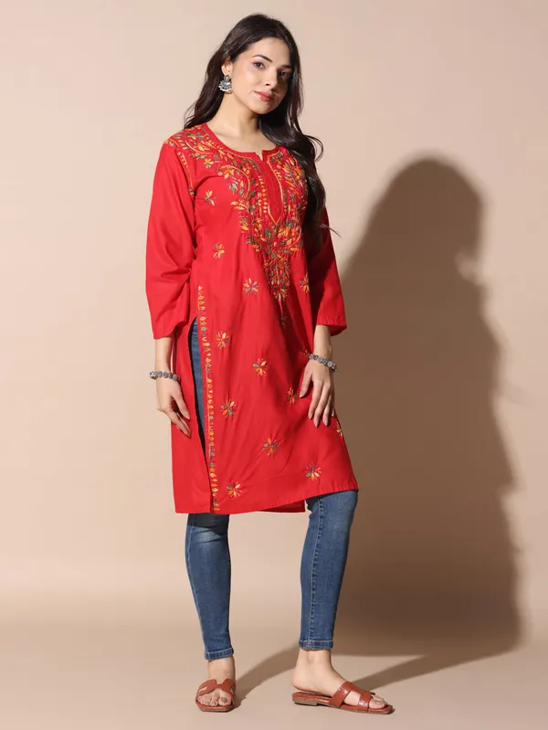 Chikankari_Cotton_Kurti_Female_Cotton