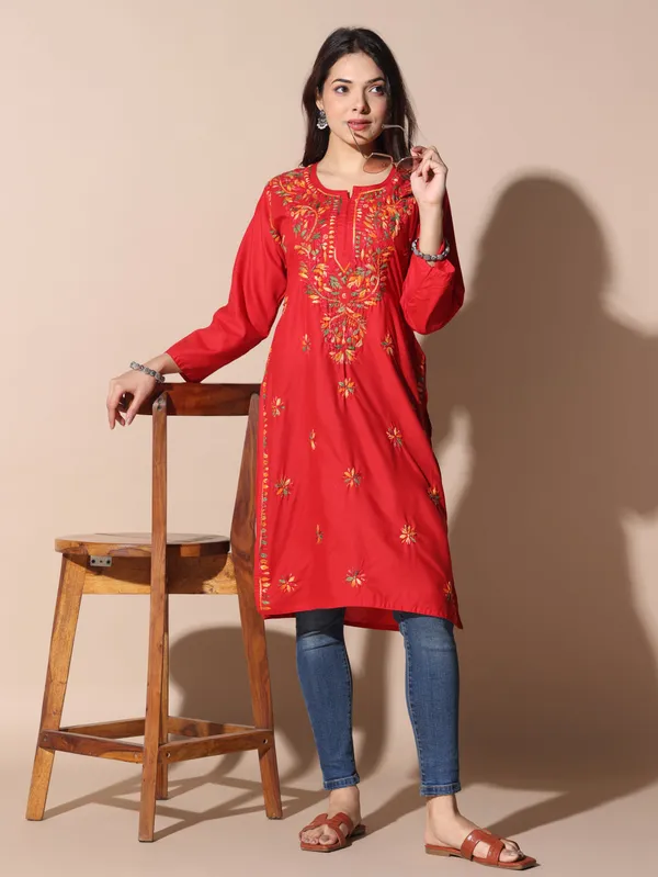 Chikankari_Cotton_Kurti_Female_Cotton