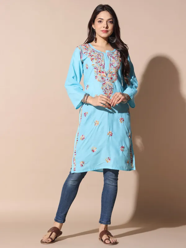Chikankari_Cotton_Kurti_Female_Cotton
