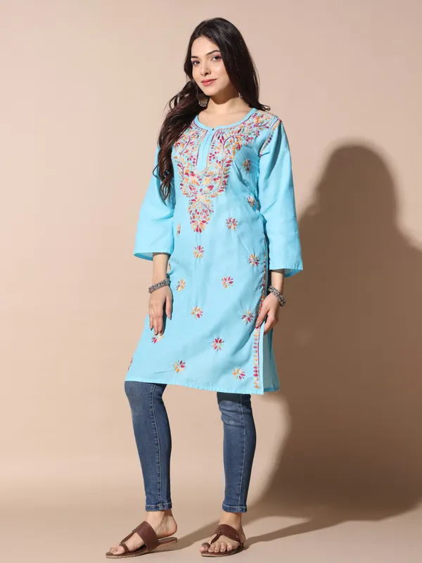 Chikankari_Cotton_Kurti_Female_Cotton