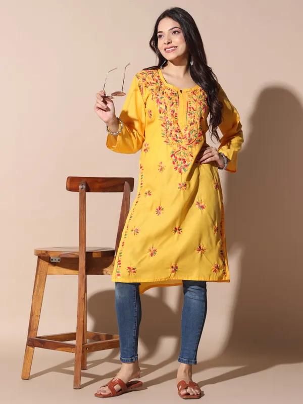 Chikankari_Cotton_Kurti_Female_Cotton