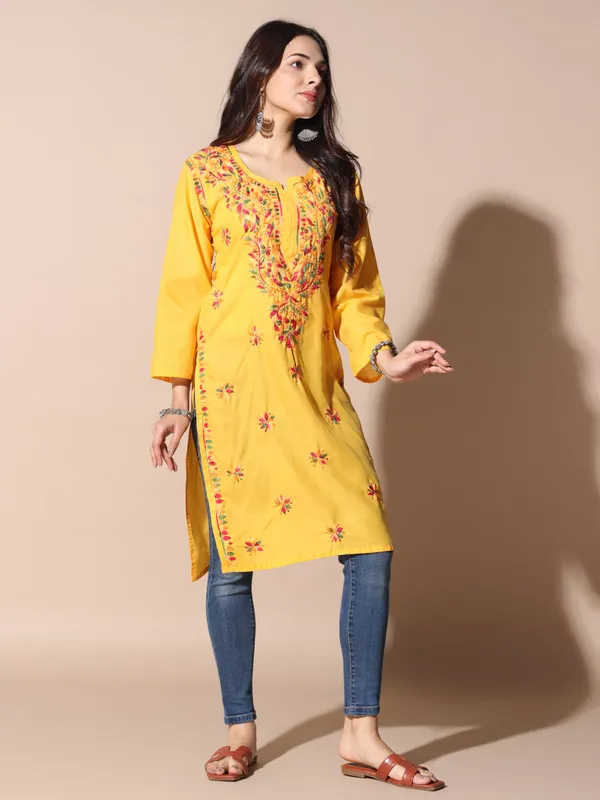 Chikankari_Cotton_Kurti_Female_Cotton