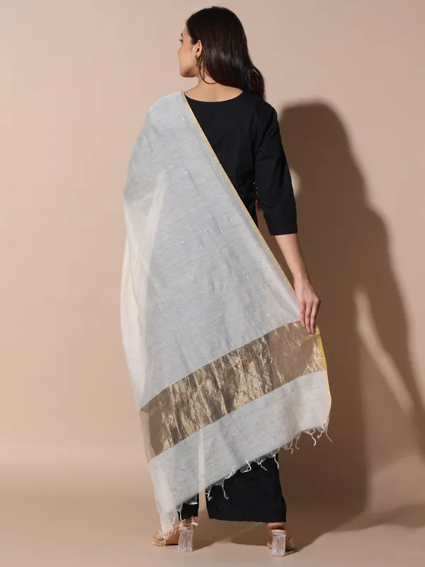 Soft_Mulchanderi_Silk_Dupatta_With_Fine_Chikan_Mukaish_Golden_Taar_Hand_Embroidery_White_Chanderi_Dupatta
