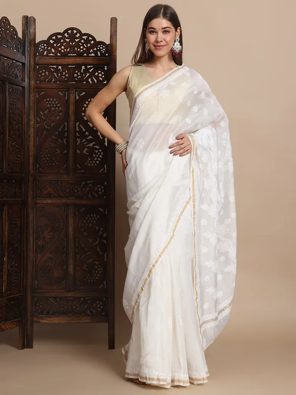 Pure_Chanderi_Silk_Saree_White_Pure_Chanderi_Silk