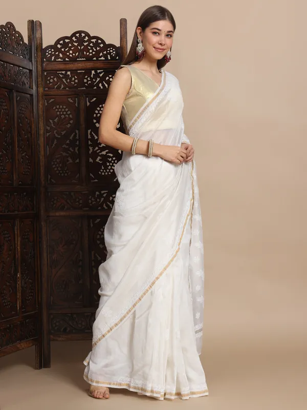 Pure_Chanderi_Silk_Saree_White_Pure_Chanderi_Silk