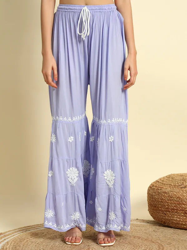 Chikan_Embroidered_Modal_Kurta_Gharara_Set_Powder_Blue