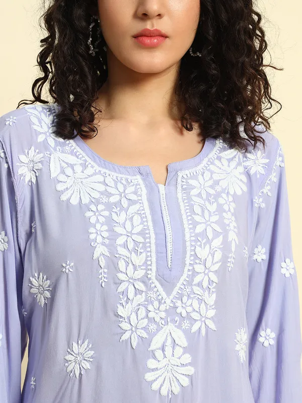 Chikan_Embroidered_Modal_Kurta_Gharara_Set_Powder_Blue