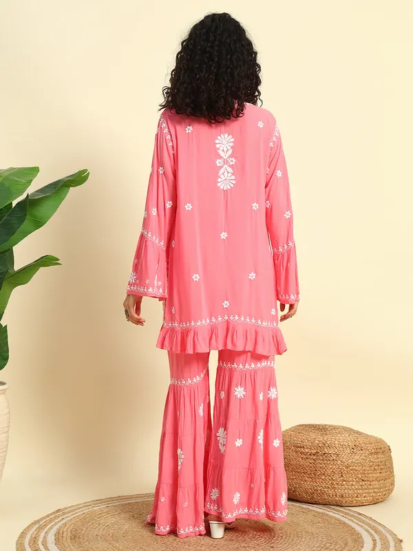 Chikan_Embroidered_Modal_Kurta_Gharara_Set_Peach