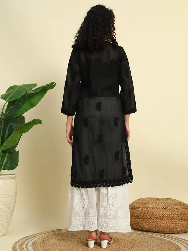 Chikankari_Cotton_Kurti_Black