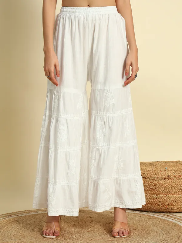 Camric_Cotton_Chikankari_Gharara_White_Camric_Cotton