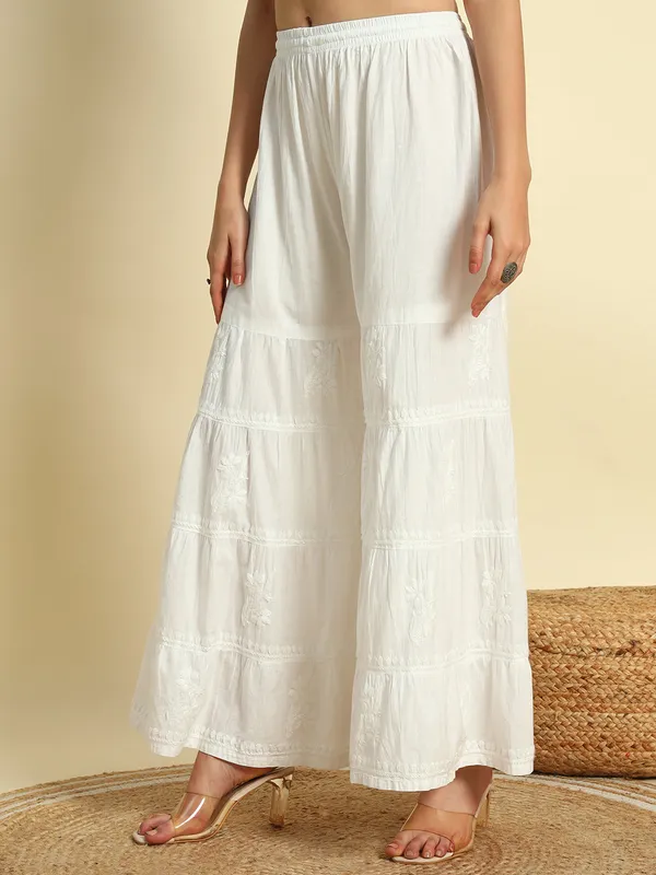 Camric_Cotton_Chikankari_Gharara_White_Camric_Cotton