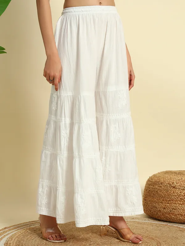 Camric_Cotton_Chikankari_Gharara_White_Camric_Cotton