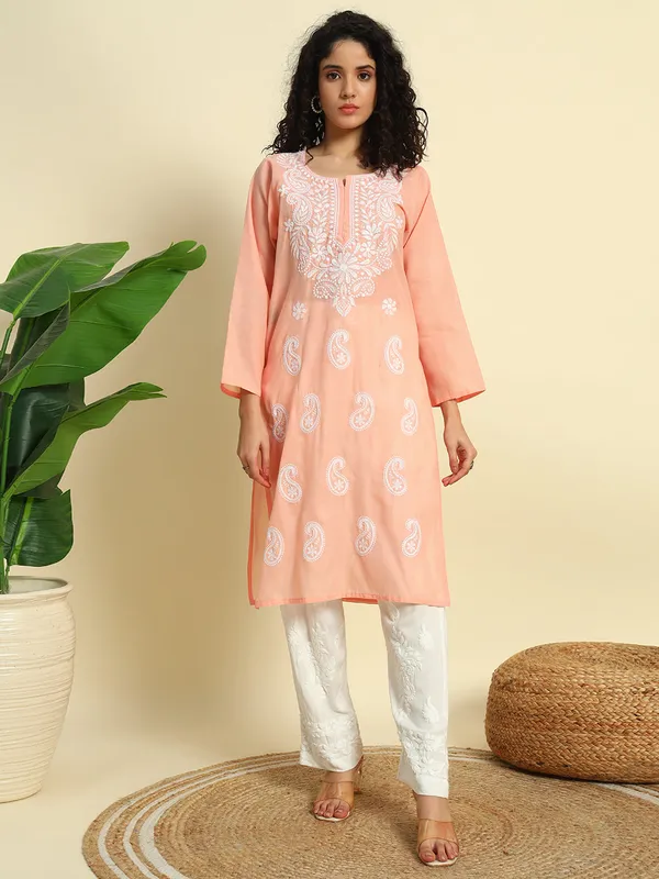 Kurti_For_Womens_Peach_Straight_Kurti