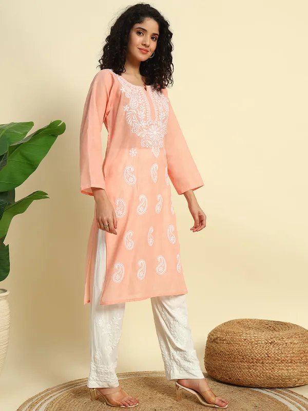 Kurti_For_Womens_Peach_Straight_Kurti