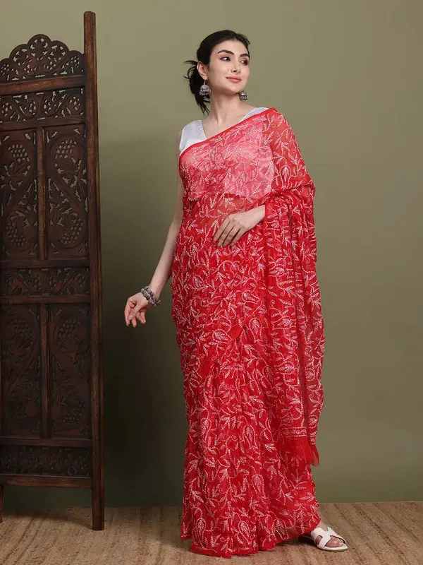 Exclusive_Tepchi_Hand_Made_Chikankari_Saree_Red_Female_Adults