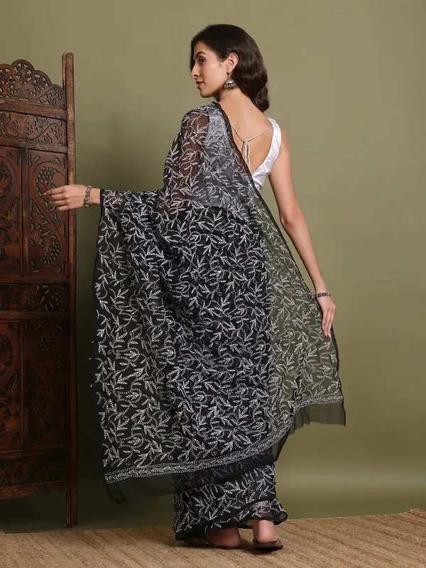 Exclusive_Tepchi_Hand_Made_Chikankari_Saree_Black_Female_Adults