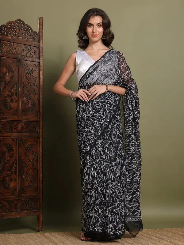Exclusive_Tepchi_Hand_Made_Chikankari_Saree_Black_Female_Adults