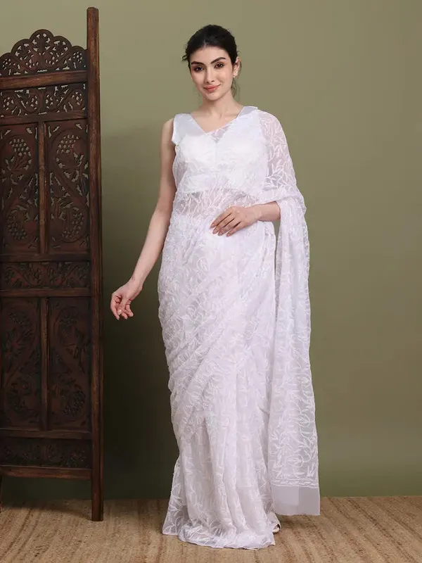 Exclusive_Tepchi_Hand_Made_Chikankari_Saree_White_Female_Adults