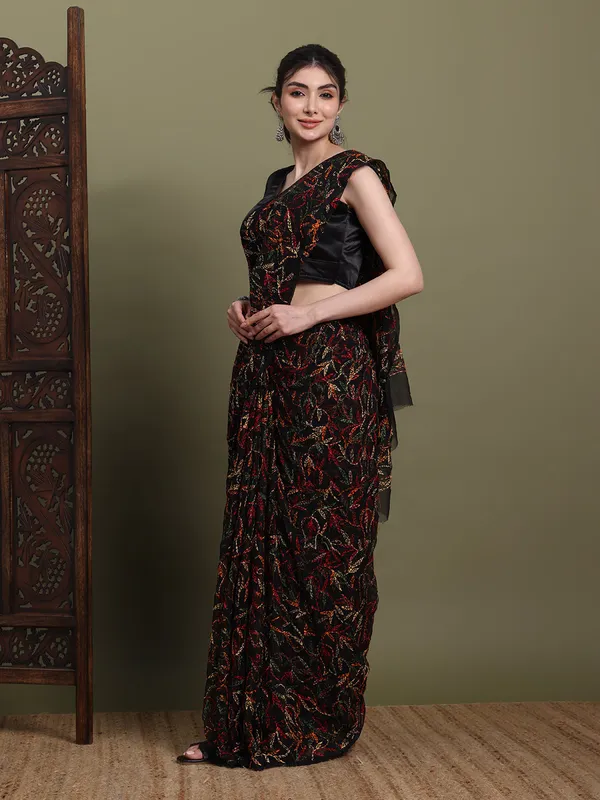 Exclusive_Tepchi_Multi_Hand_Made_Chikankari_Saree_Black_Multi_Female_Adults