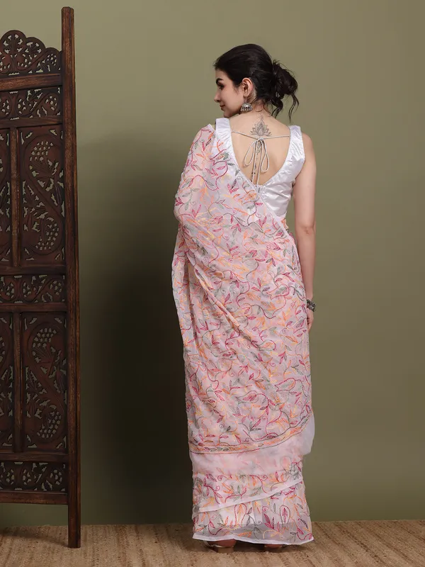 Exclusive_Tepchi_Multi_Hand_Made_Chikankari_Saree_White_Multi_Female_Adults