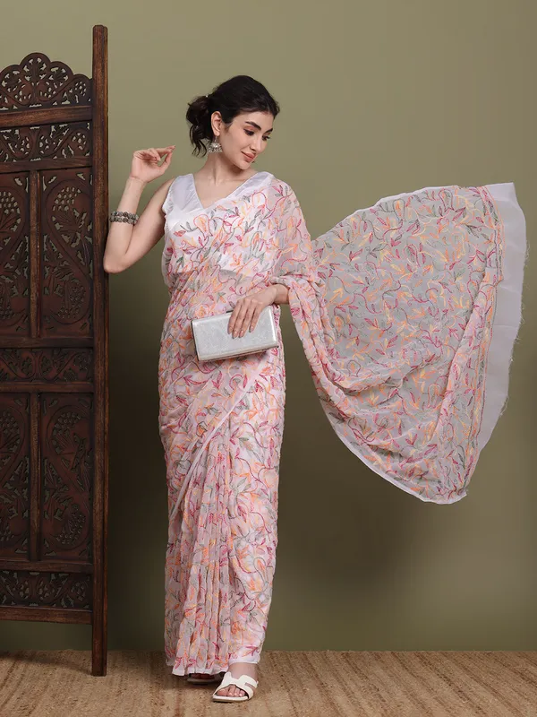 Exclusive_Tepchi_Multi_Hand_Made_Chikankari_Saree_White_Multi_Female_Adults