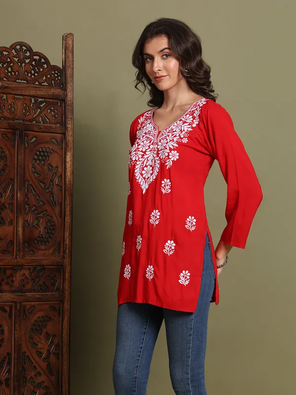 Rayon_Kurtis_For_Summer_Red
