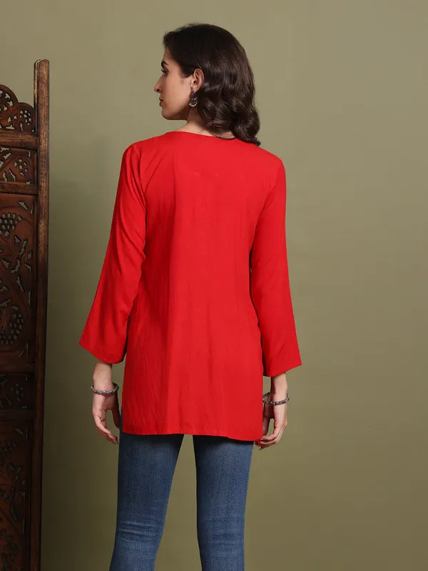 Rayon_Kurtis_For_Summer_Red