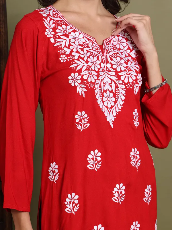 Rayon_Kurtis_For_Summer_Red