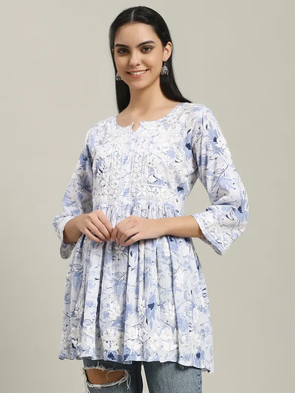 Short_Chikankari_Kurti_For_Womens_Powder_Blue